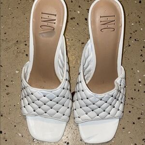 INC International Concepts Women's White Quilted Slide Sandals